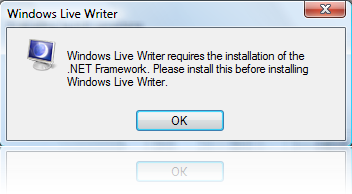 Windows Live Writer Installation Error - requires the installation of the .NET Framework